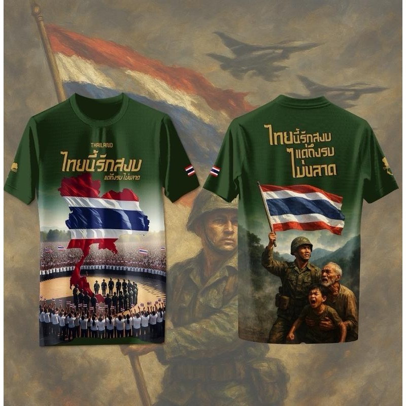 เสื้อกีฬาลาย ทหาร ไทยนี้รักสงบ แต่ถึงรบไม่ขลาด (M-7XL)