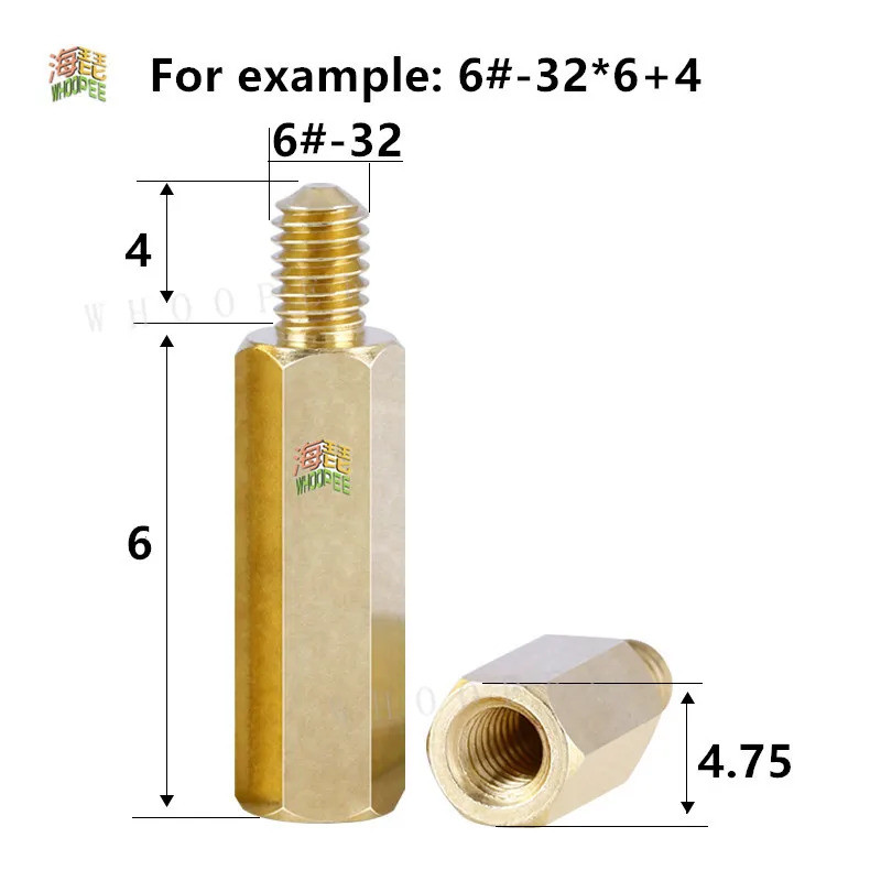 10pcs Thread 6#-32*L+C mm Hex Brass Standoff Spacer Screw Pillar PCB Computer PC Motherboard Female 
