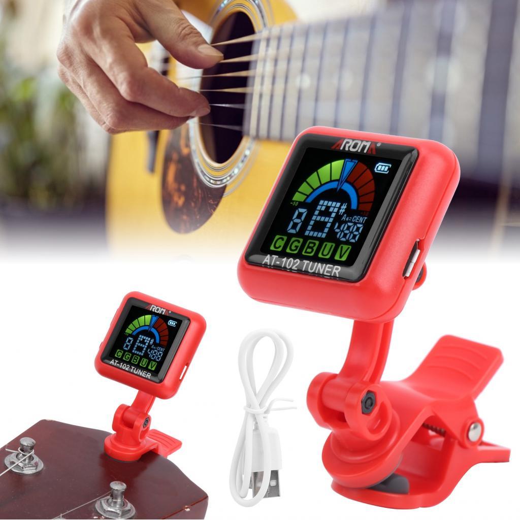 Lifesun-PH Mingzhe กีตาร์ Clipon Tuner USB ชาร์จแบตเตอรี่ในตัวสําหรับไวโอลิน Ukulele AT102 (AT-102 ส