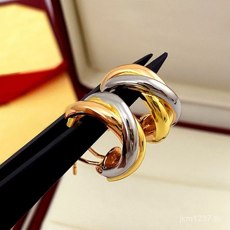 Mijin Twist Card Earrings แบบเงางาม มีทั้งสีโรสโกลด์และซิลเวอร์ กะทัดรัดด้วยวัสดุเหล็กไทเทเนียมเคลือ