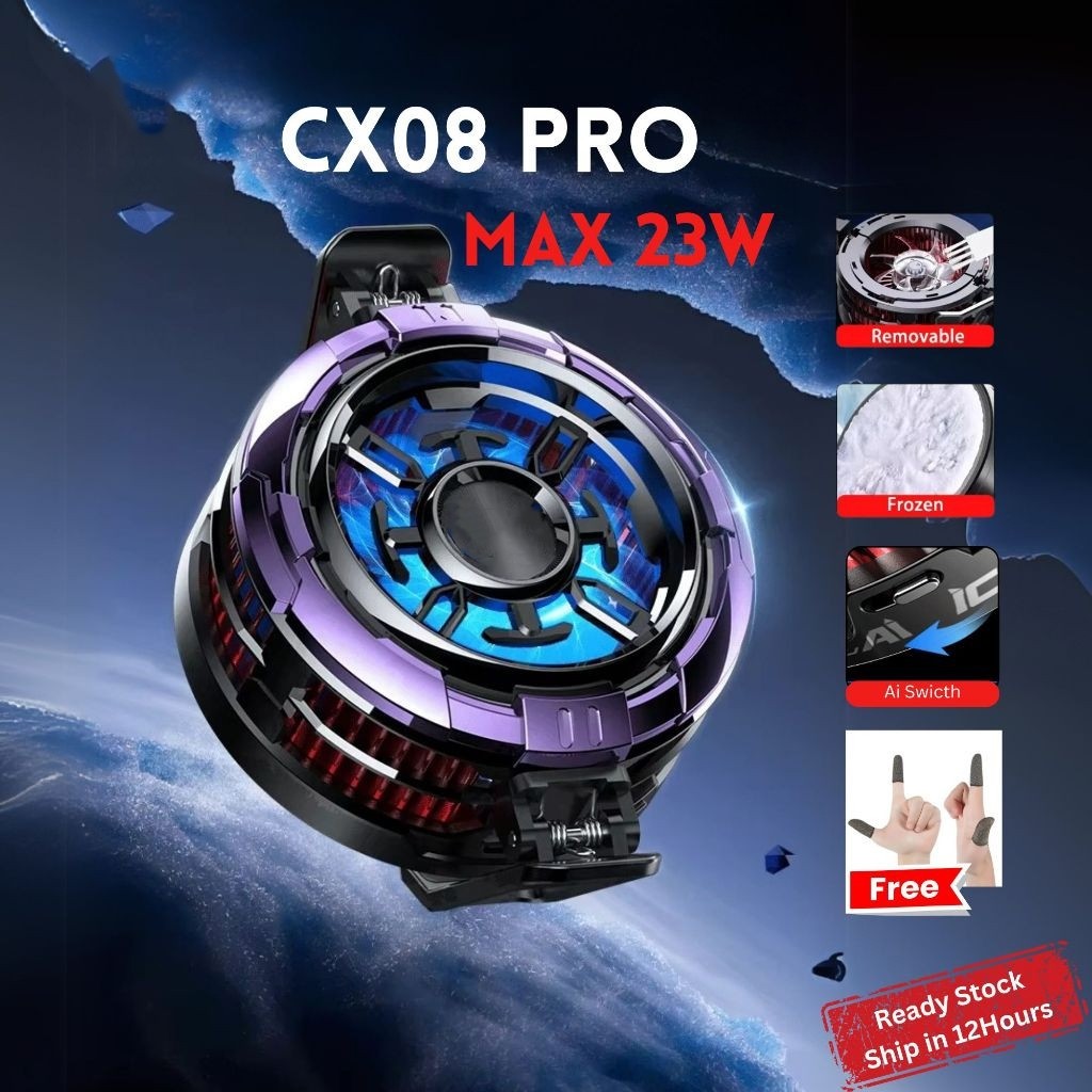【ของแท้100%】CX08 Pro พัดลมระบายความร้อนมือถือ-แท็บเล็ต 23W | แบบแม่เหล็กและขาหนีบถอดได้ | รับประกัน 