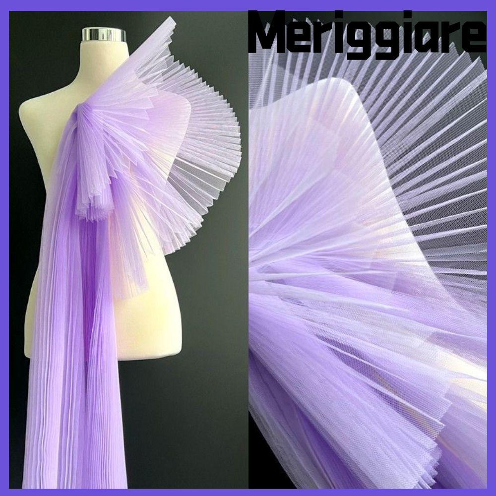 MERIGGIARE Pleated Hard Mesh Fabric, 1 Yard Fashion Diy Material, 150cm Wide Clothing Supply Wedding