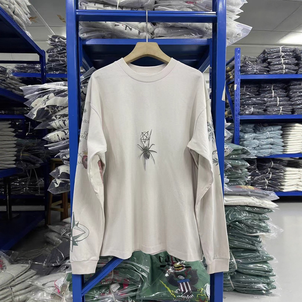 8QRF Saint OF Michael Retro เสื้อยืดแขนยาว High Street อินเทรนด์หลวมรอบคอด้านใน Bottoming เสื้อผู้ชา