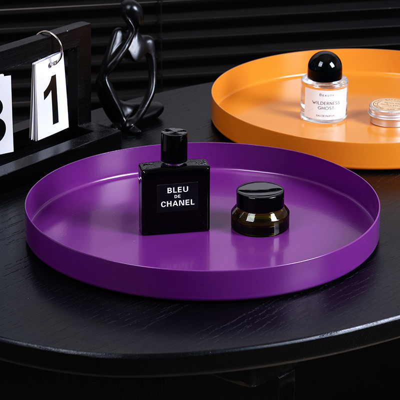 Nordic ins ถาดรอบเครื่องประดับถาดเก็บเครื่องสําอางถาดสแตนเลสถาดหลากสี C0ON