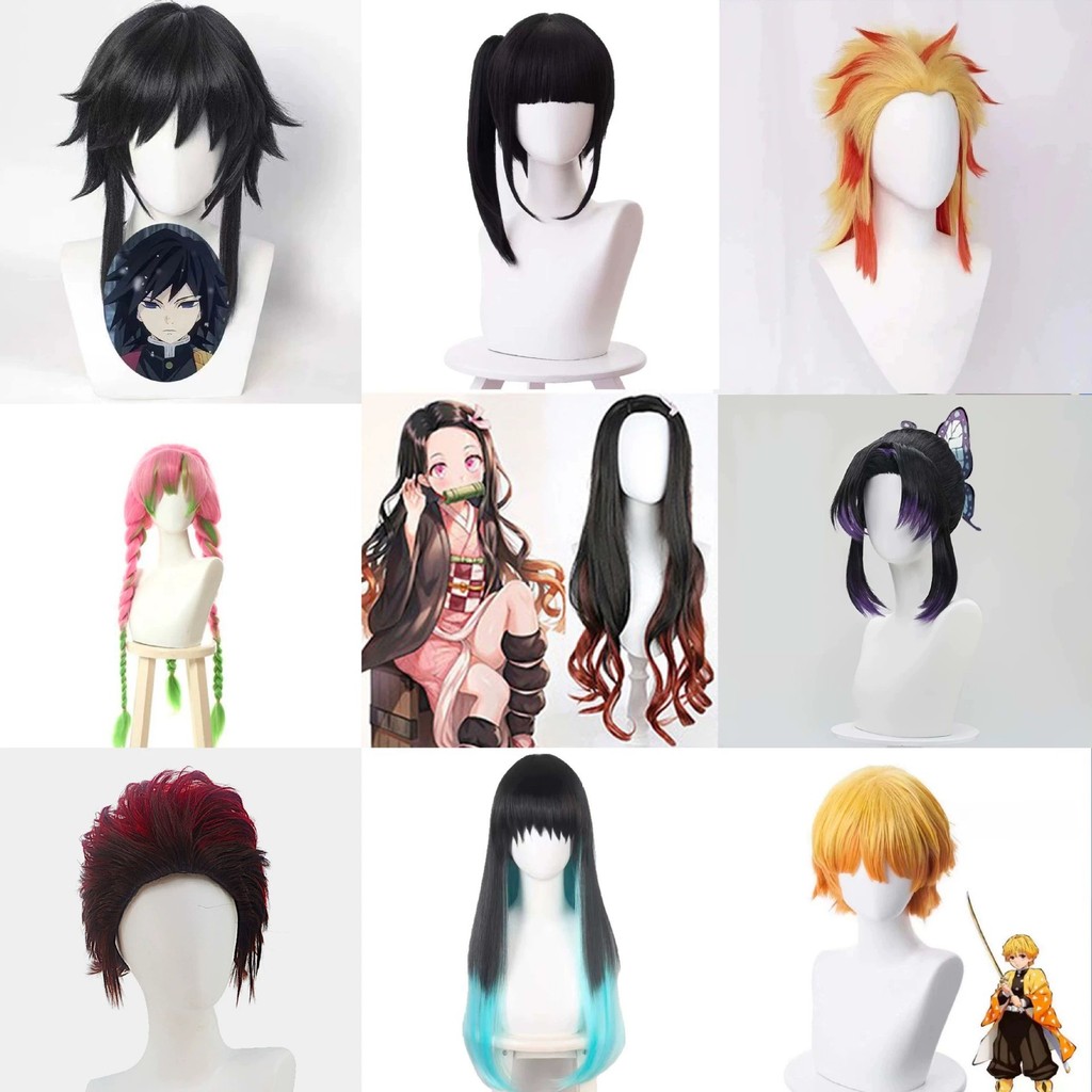 วิกผมcosplay อเนมิจะ Nezuko และ Ganlu พร้อมหมวกDemon Slayer Tanjiro