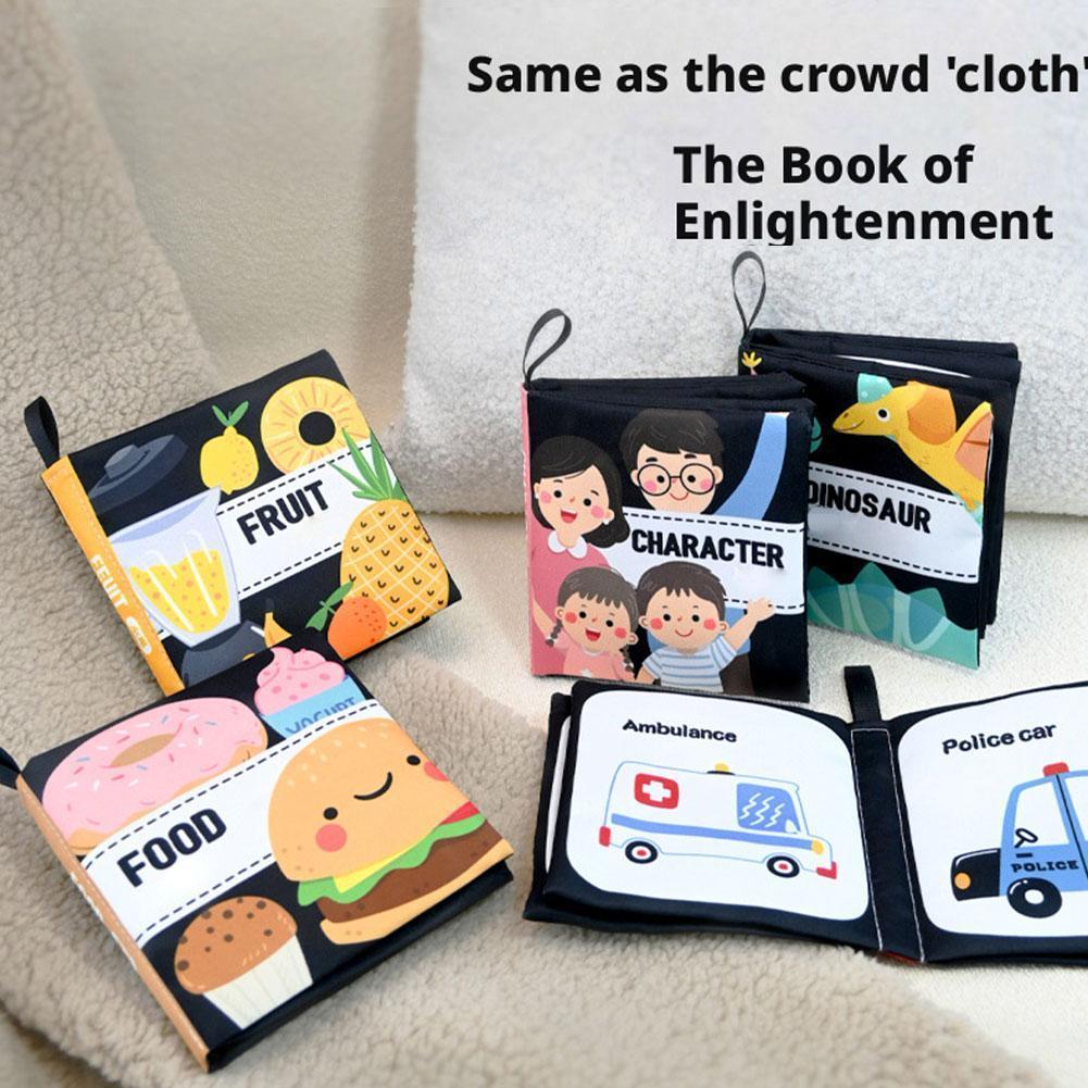 หนังสือผ้าเด็ก-ทนต่อการฉีกขาดและเคี้ยว Black-and-white Infant Cognitive Early Learning O4c2