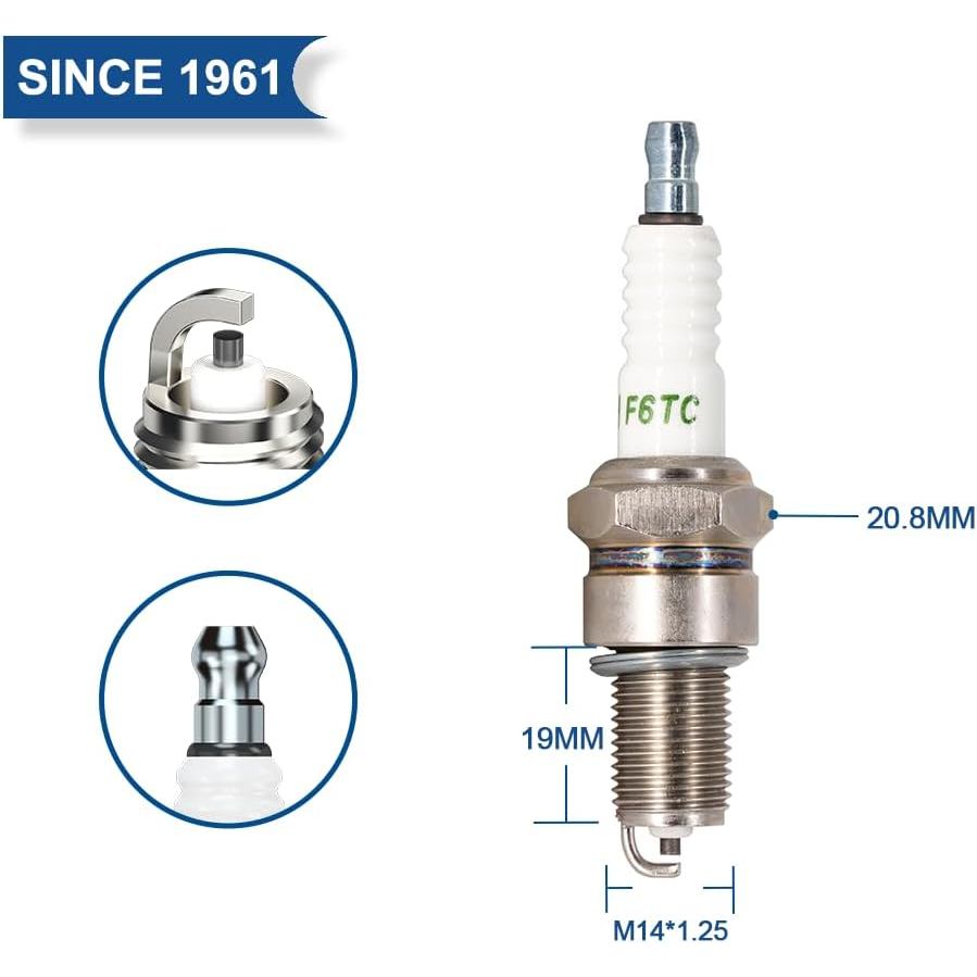 PK4 TORCH F6TC Spark Plug Replacement - NGK BP6ES, Bosch W6D/W7D, Champion N9YC, Denso W20EP-U, Hond