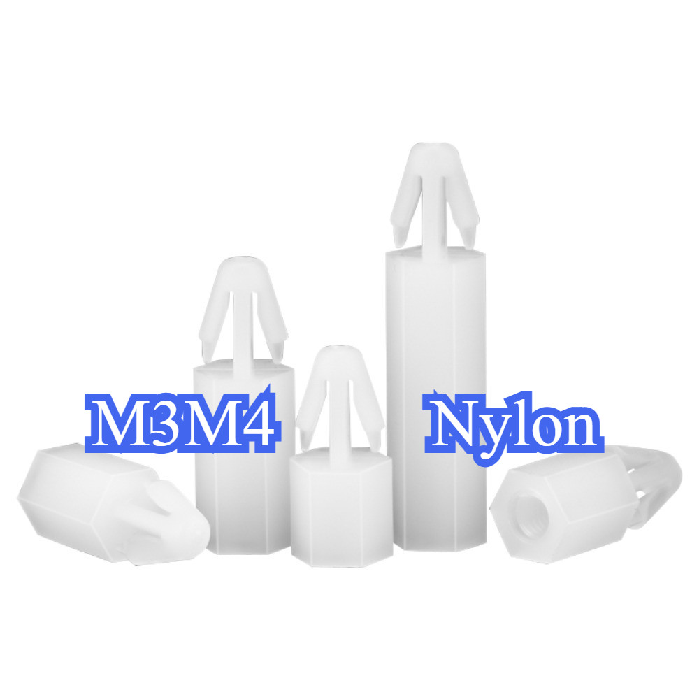 หัวเข็มขัดหกเหลี่ยมคอลัมน์ไนลอน M3 push-in PC board spacer คอลัมน์ยกคอลัมน์เครื่องบินหัวพลาสติกแยกคอ