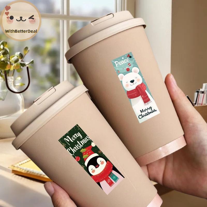 BETTER 120 ชิ้นสติกเกอร์คริสต์มาสม้วน - น่ารัก Santa Polar Bear, Merry Christmas- สําหรับห่อของขวัญ,