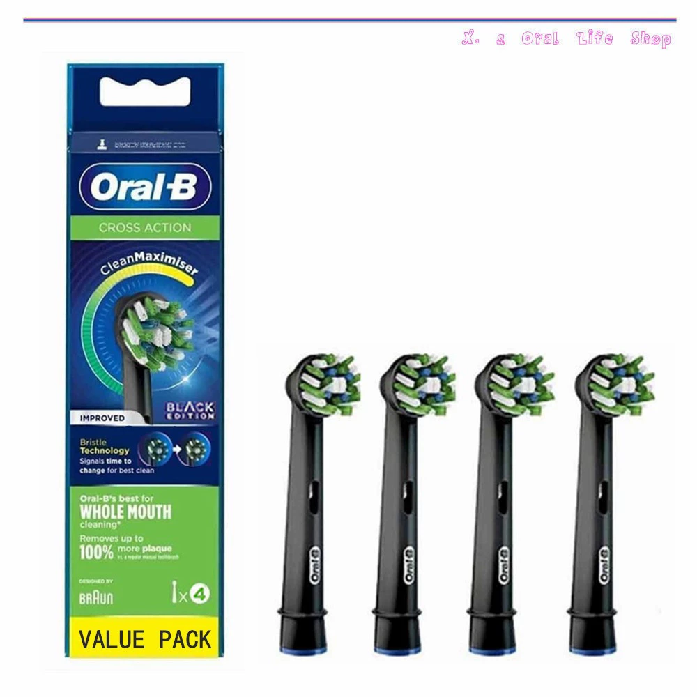 Oral b Cross Action เปลี่ยนหัวแปรงรีฟิลสําหรับแปรงสีฟันไฟฟ้า Original from Germany 4 นับ