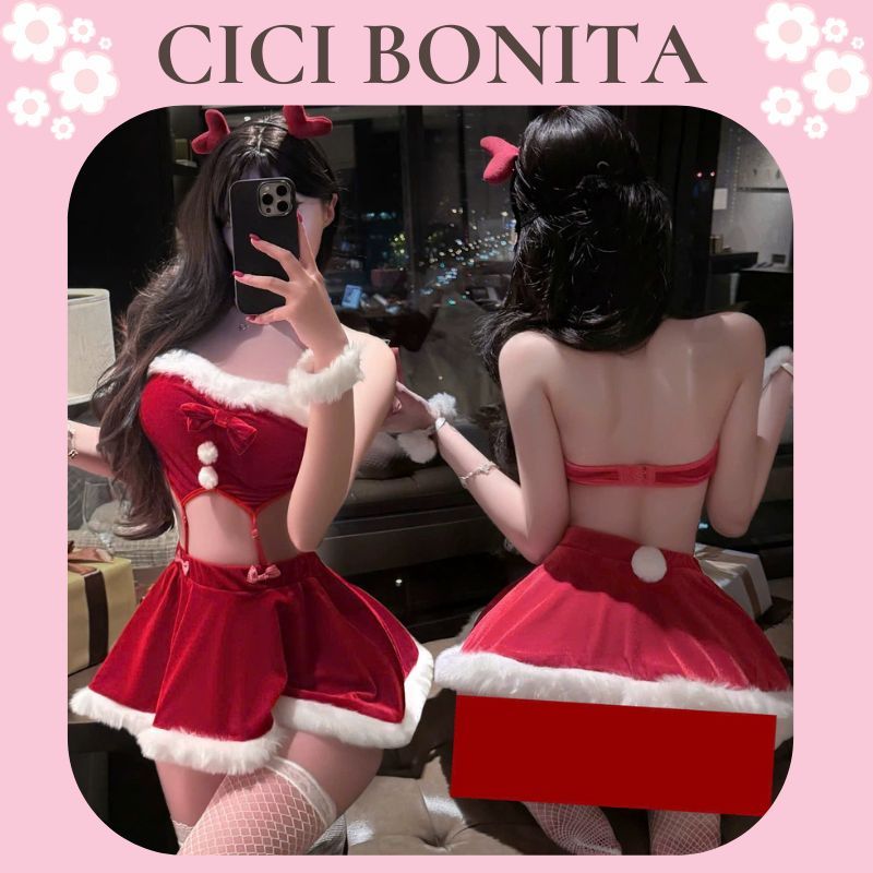 [ระดับไฮเอนด์ - เปิด V3] ชุดคริสต์มาสกํามะหยี่เซ็กซี่ - Noel CV185 CICI BONITA HCM