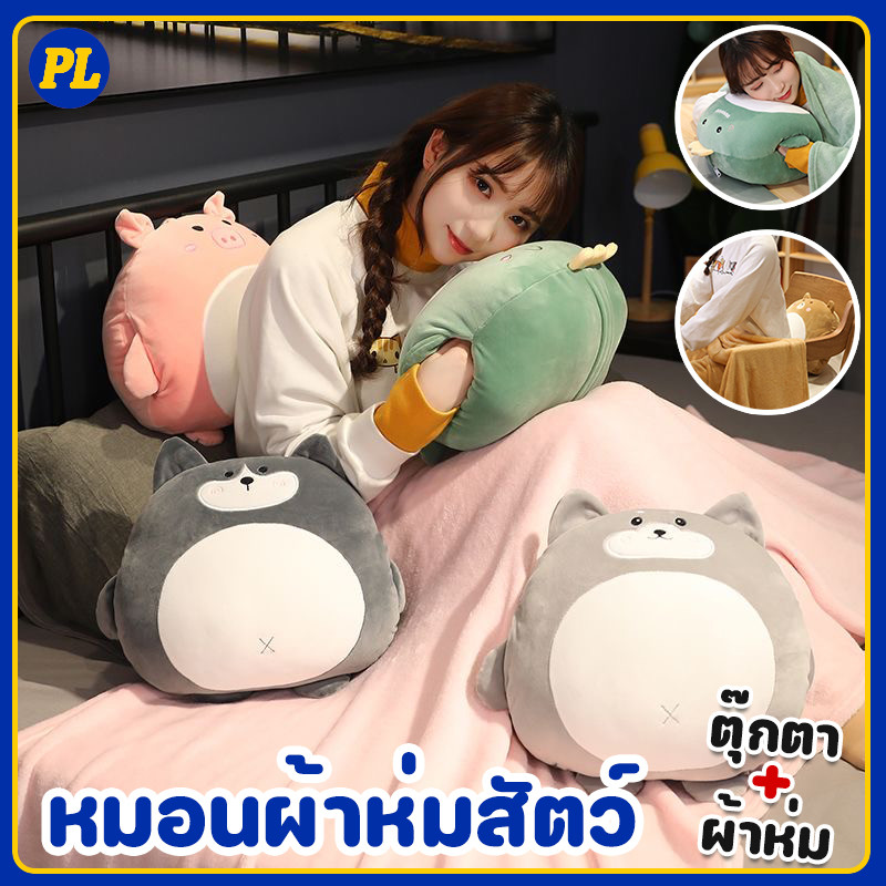 💥พร้อมส่ง💥หมอนตุ๊กตา หมอนผ้าห่มพกพา หมอนรูปสัตว์ หมอนอิงพกพาในรถ ราคาถูกมาก ขนาดกระทัดรัด มีผ้าห่มนาโนนุ่มมาก ผ้าผืนใหญ่