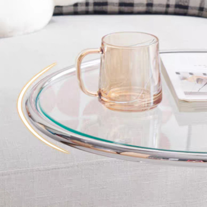 🌸🌸ขาสแตนเลส โต๊ะกาแฟแก้ว โต๊ะข้างโซฟา เฟอร์นิเจอร์ห้องรับแขก สไตล์เรียบง่าย ปรับความสูงได้ - รูปที่ 2