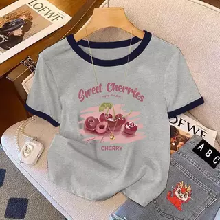 เสื้อสาวอวบสีชมพู ฤดูร้อนหวานเย็นสวมใส่เสื้อผ้าผู้หญิงสามารถเกลือหวาน และเซ็กซี่ฮอลิเดย์หน้าแขนสั้น เสื้อ ผ้า แฟชั่น ราค