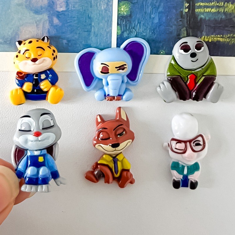 Zootopia 2 Judy และ Nick Creative นั่งตู้เย็นสติกเกอร์ Mini Flocking จี้ตุ๊กตาตกแต่ง