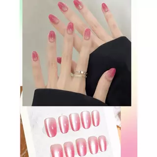 แบบใหม่ พร้อมส่งไทยFM19(2)เล็บปลอม สไตล์โมเดิรน สีลูกแก้วแคทอายใช้งานง่าย 10 ชิ้น/M/S/XSเซ็ตเล็บปลอม ฟรีกาวสิริโคนติดเล็