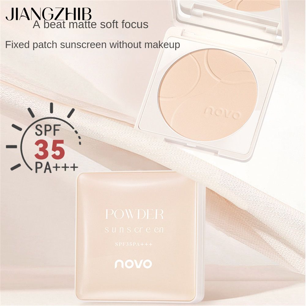 JIANGZHIB NOVO ครีมกันแดด Soft Mist Powder, SPF35PA+++ Long Lasting Oil Control Bedak Rias Matte