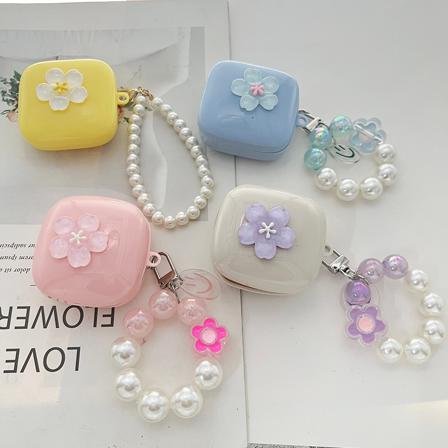 แฟชั่นดอกไม้สําหรับ baseus E19 E20 E16 BD1 E17 E18/E18B M3S M2S MC1 กรณีซิลิโคนหูฟังพร้อม keychian ฝ
