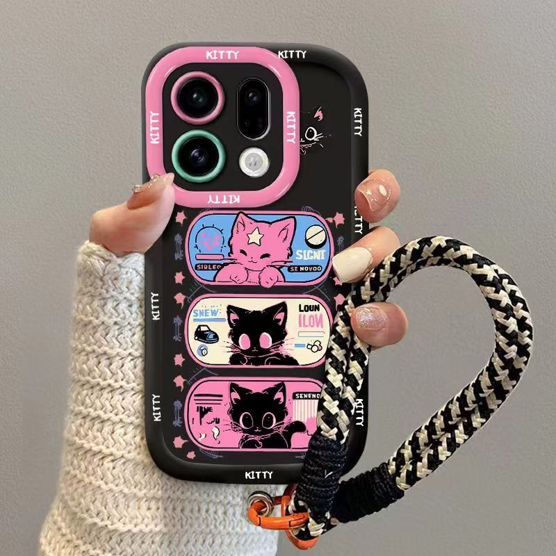 สําหรับ OPPO Find X9 กรณี OPPO Find X9 Pro ตัดเคสโทรศัพท์การ์ตูนอินเทอร์เน็ตสีแดง Anti-Drop Soft Shell ซิลิโคนพัฟป้องกันสมบูรณ์