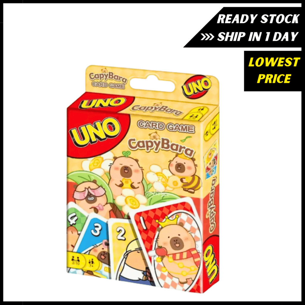 Uno Capybara การ์ดเกมชุดการ์ตูนใหม่สําหรับเด็กเพื่อนครอบครัวเกมกระดานขนาดเล็ก Uno Flip Wild Anime Ka