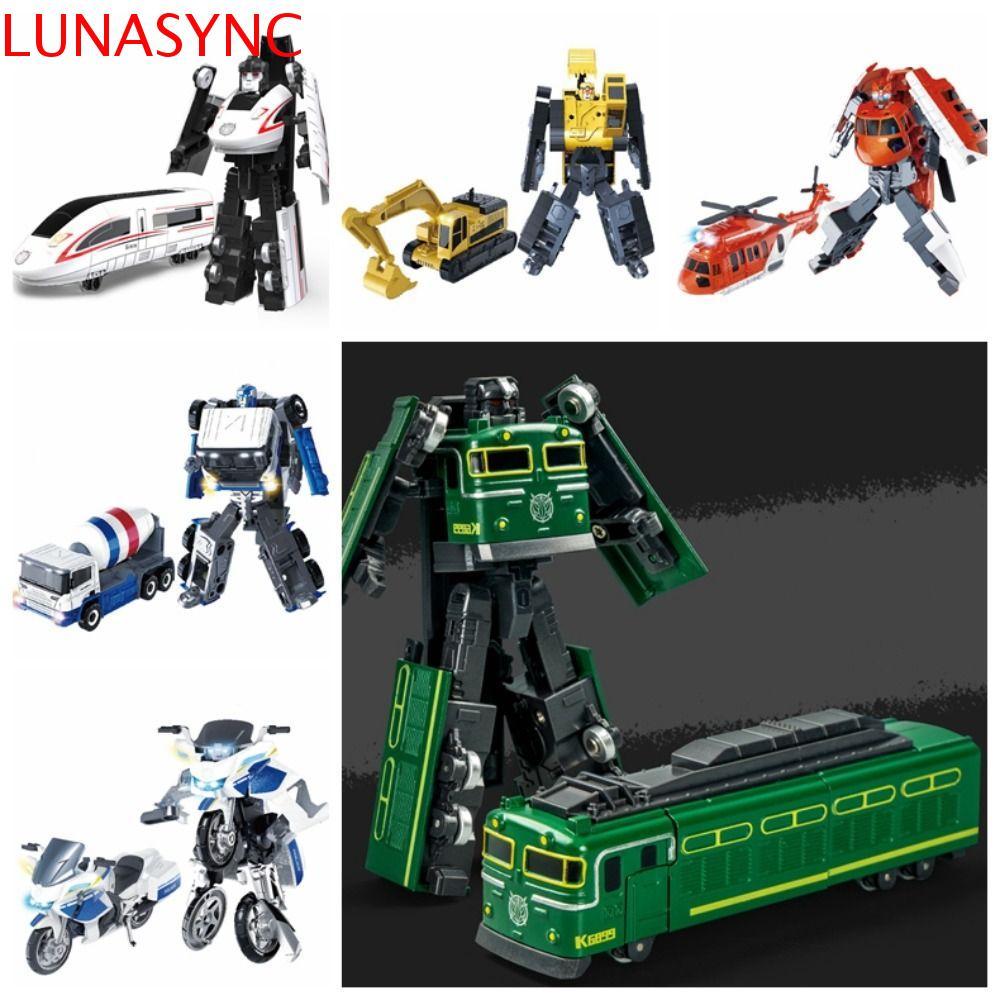 LUNASYNC Deformation Robot Train, 2 in 1 Train Transformation Robot Toy, Creative Excavator Model Toys Bulldozer Engineering Vehicle Robot Boy Gift