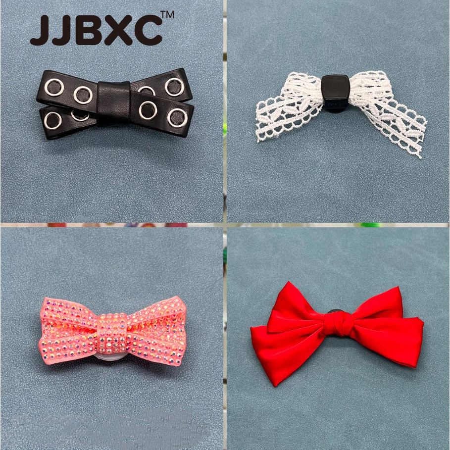 JJBXC ตัวติดรองเท้า charm Leather Fabric Bow Series ดีไซน์เรียบหรู นุ่มนวล สำหรับตกแต่งรองเท้า อุปกรณ์ตกแต่งรองเท้า