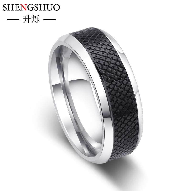 เพชรตรวจสอบไทเทเนียมเหล็กแหวนผู้ชาย ซอก เครื่องประดับสแตนเลสไม่ซีดจางนิ้วชี้ถนนสวมแหวนราคาต่ํา