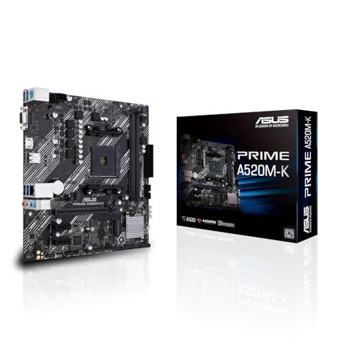 ASUS PRIME A520M-K AMD Ryzen 5000 Series AM4 Compatible A520 Chipset mATX Motherboard / Domestic Aut