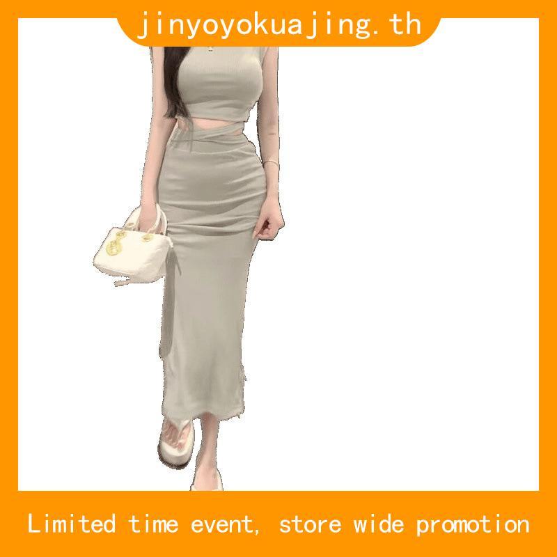 poshie(1109) Broken dressเดรสซาตินยาวใส่ออกงาน