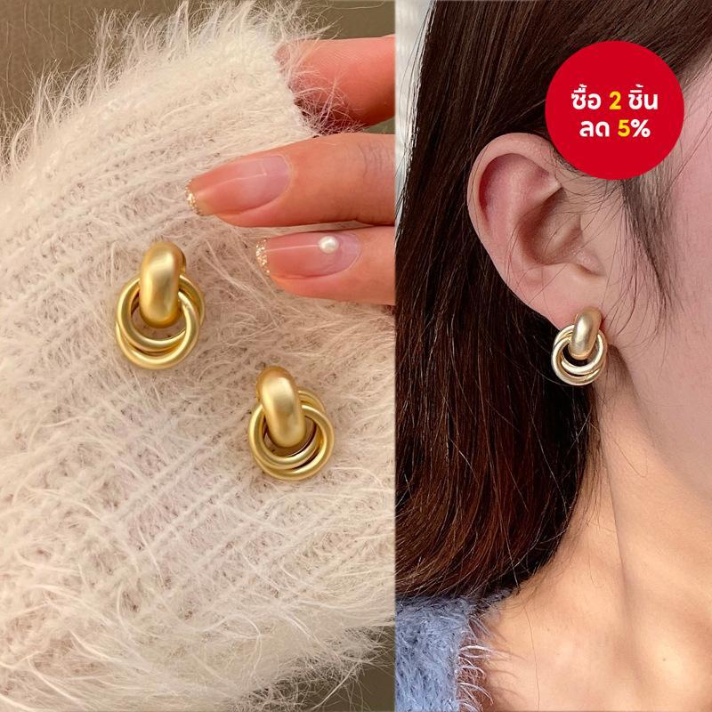 ต่างหูสตั๊ดโลหะหลายชั้น แฟชั่นฝรั่งเศส เครื่องประดับที่ก่อให้เกิดอาการแพ้น้อย เหมาะเป็นของขวัญในงานปาร์ตี้หรือแต่งงาน