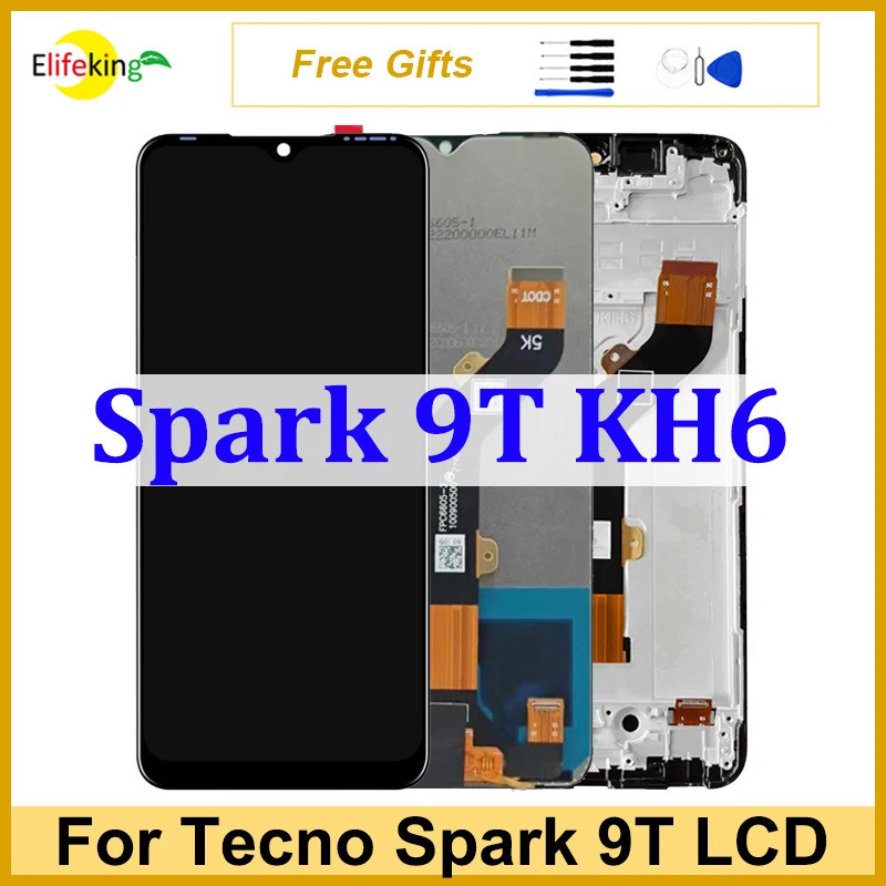6.6 "LCD ต้นฉบับสําหรับ Tecno Spark 9T KH6 จอแสดงผล Touch Screen Digitizer Assembly เปลี่ยนอะไหล่ซ่อ