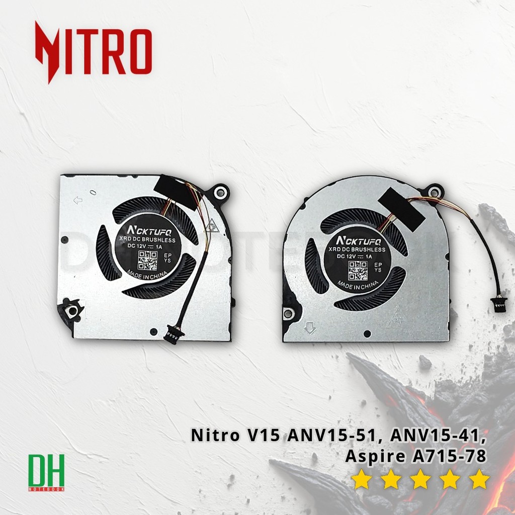 พัดลมโน๊ตบุ๊ค CPU+GPU 12V 4PIN สำหรับ Acer Nitro V15 ANV15-51 N23Q22 และรุ่นที่ใช้ร่วมกันได้ อะไหล่ OEM คุณภาพสูง