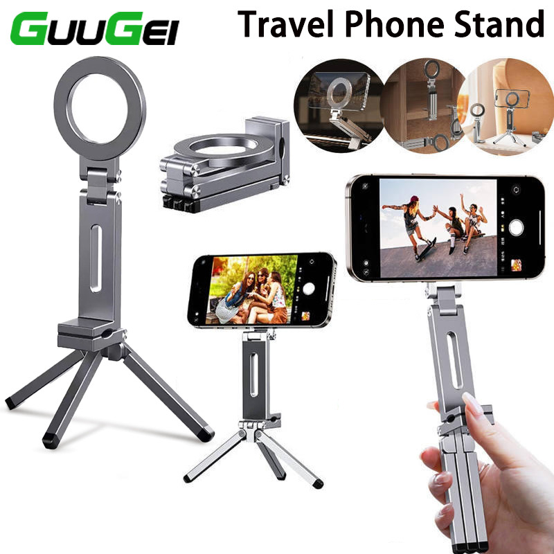 Guugei ขาตั้งกล้องโทรศัพท์แม่เหล็ก 360° ที่วางโทรศัพท์ Magsafe แบบใช้มือถือแบบหมุนได้ ที่วางโทรศัพท์สําหรับเดินทาง