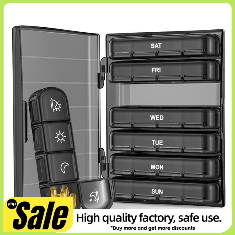 1 ชุดรายสัปดาห์ Pill Organizer Light-Proof Pill Case 4-Times A Day, 7 วันแบบพกพาสําหรับเดินทาง