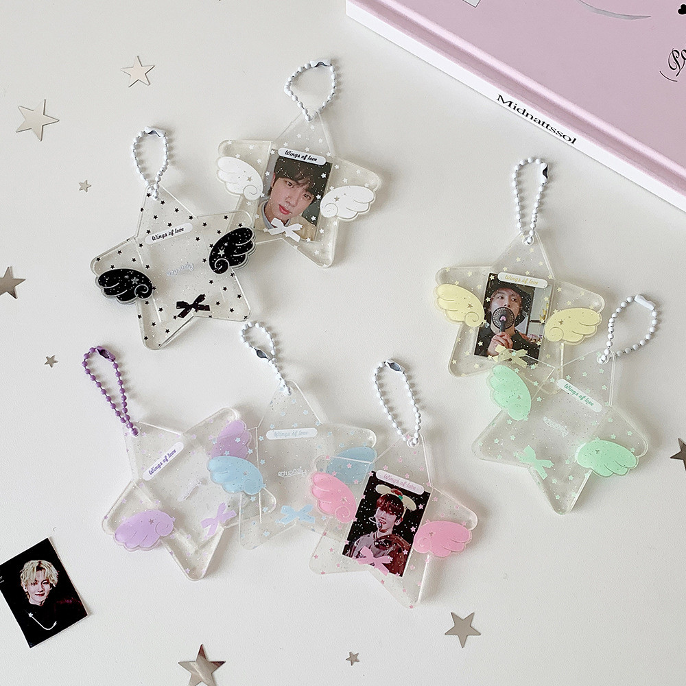 Ins Star อะคริลิคผู้ถือบัตรนักเรียน ID Photo Display Case แขวนอุปกรณ์เสริม Cultural & Creative Idol Card Protector