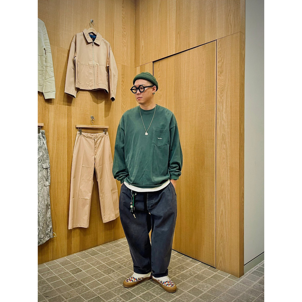 RBO4 NAUTICA Pure Cotton Pocket Embroidery logo Long Sleeve T Couple's Shirt Japanese Retro Style