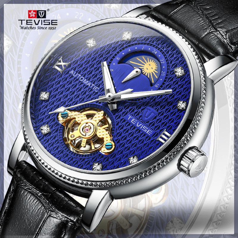 Swiss TEVISE TEVISE Mechanical Watch การเคลื่อนไหวอัตโนมัติเต็มรูปแบบ Luminous Mens Mechanical Watch