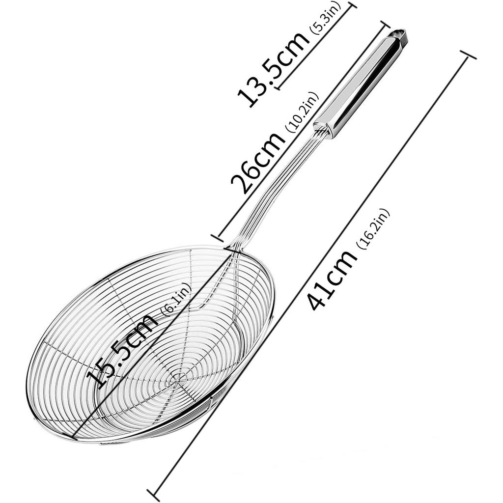 Strainer Skimmer, Stainless Steel Spider Strainer, Ladle for Pasta, Spaghetti, Noodles and Frying in