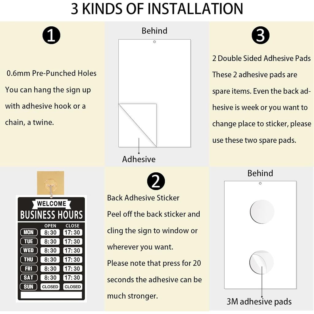 Business Hours Sign,Opening Hour Kit,Changeable Store Hours Plaque,Hour Indicator for Office,Open Ti