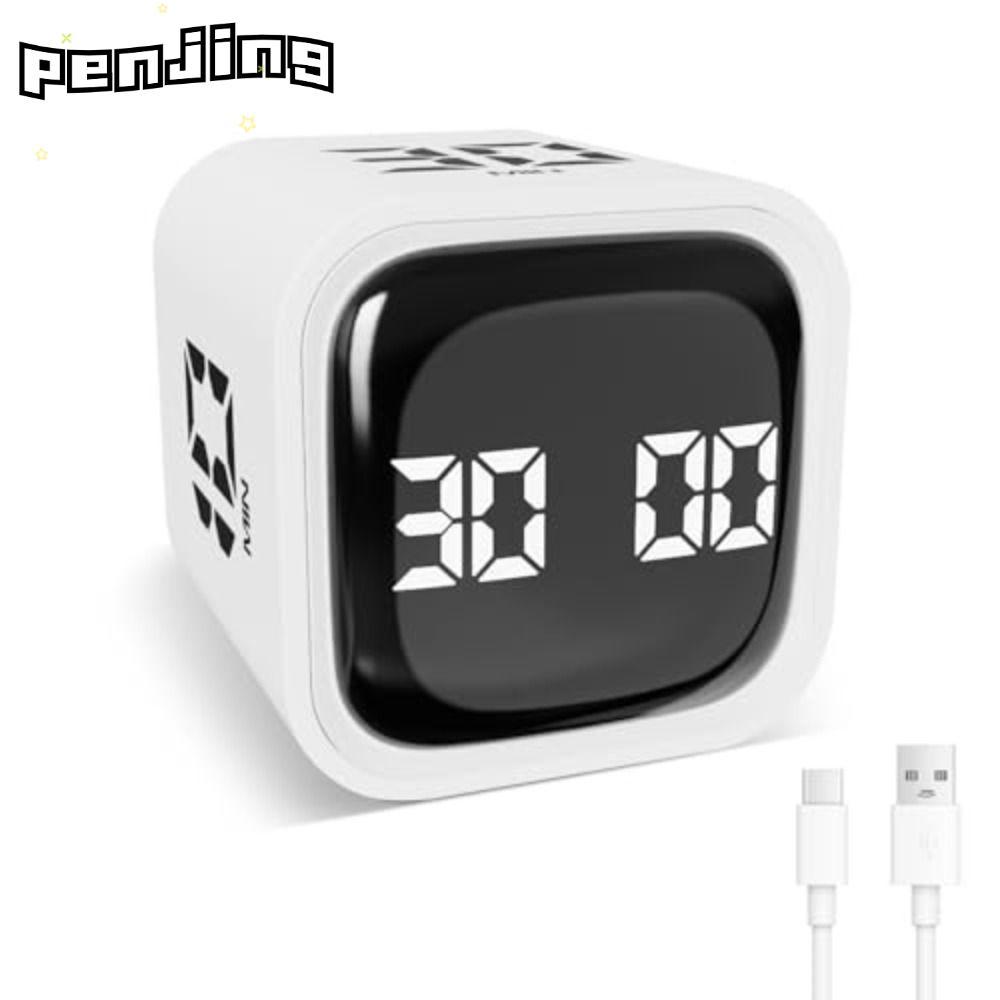 PENJING Pomodoro Timer, Rotation Gravity Sensing Digital Cube Timer, 5/10/30/60min 3 Volume Adjustab