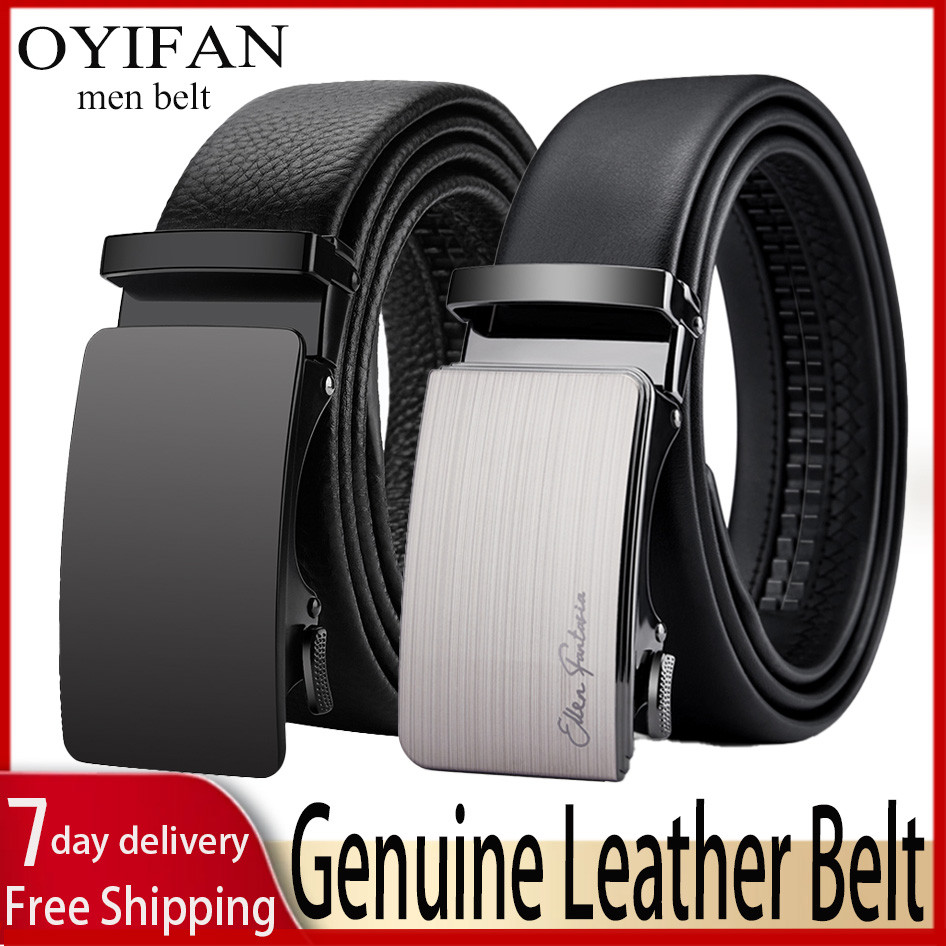 OYIFAN Men Belt Genuine Leather belt for men Alloy buckle ratchet belts Men Designer Belt Automatic 