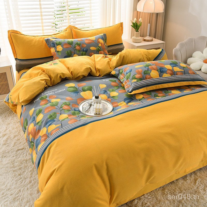 Class A หนา Four Seasons Universal ผ้าฝ้ายแปรงผ้าปูที่นอน High-End สี่ชิ้นผ้านวมผ้าปูที่นอนผ้าฝ้ายแท