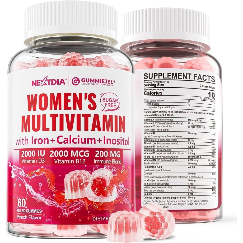 Methylated Multivitamin for Women Gummies, Calcium, D3 K2, Methylfolate & B12, Inositol, Daily Vitam