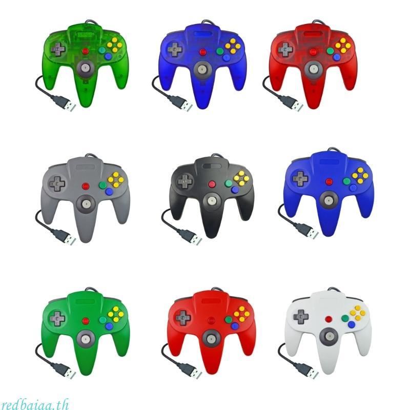 Redbaiaa N64 USB Wired Gamepad N64 Controller Gamepad จอยสติ๊ก 64 คอนโซลเกมย้อนยุค