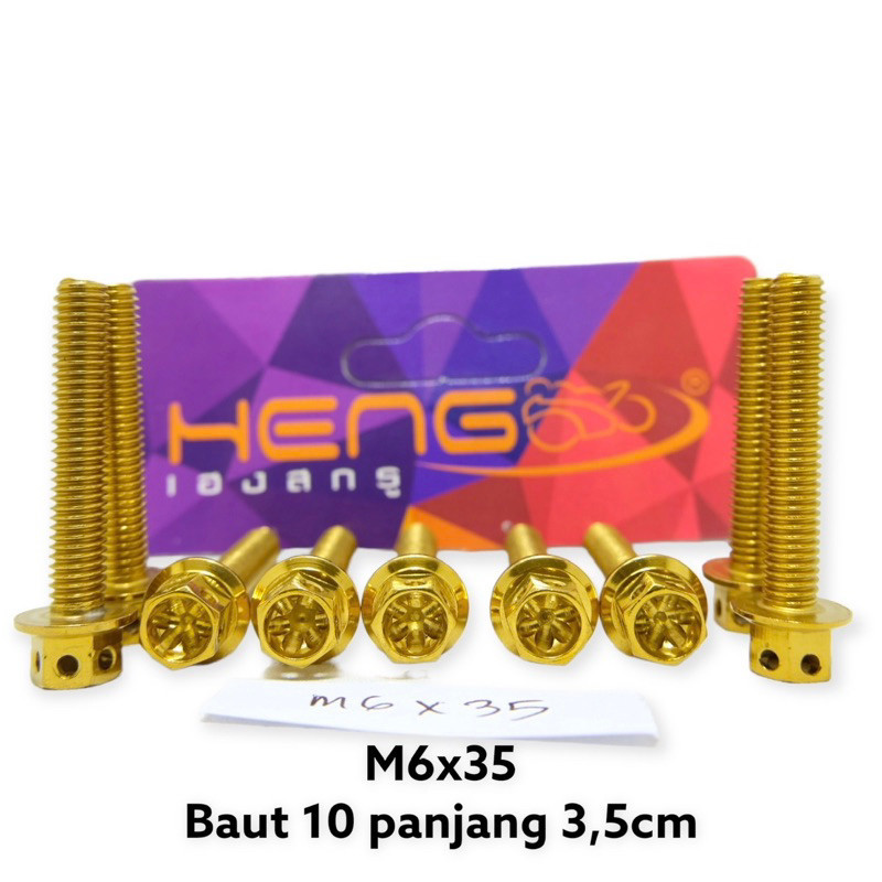100% ORIGINAL GUARANTE HENG เงินดอกไม้ probolt bolt m6x35 6x35 ด้าย 10 ยาว 3.5 ซม. ORIGINAL THAILAND