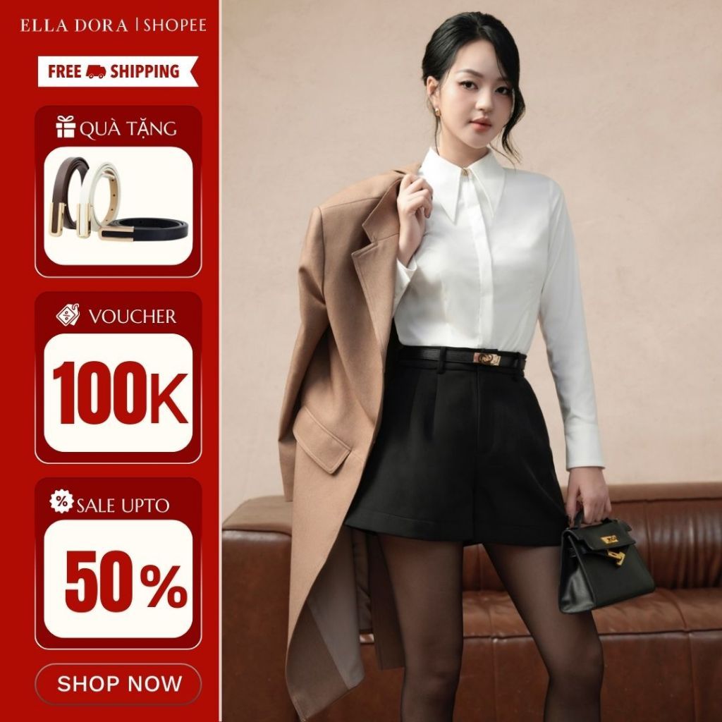 เสื้อเชิ้ตคอปกกระดุมดีไซน์ ELLA DORA หรูหรา หรูหรา หรูหรา หรูหรา [SM168]