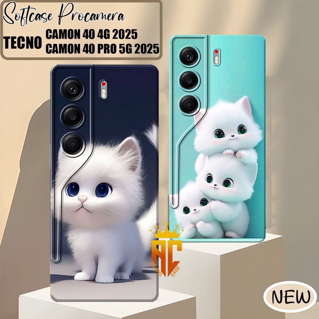 Softcase Tecno Camon 40 4G / Tecno Camon 40 Pro 4G / 5G 2025 ล่าสุด Cute Cat Motif Casing - Case tec