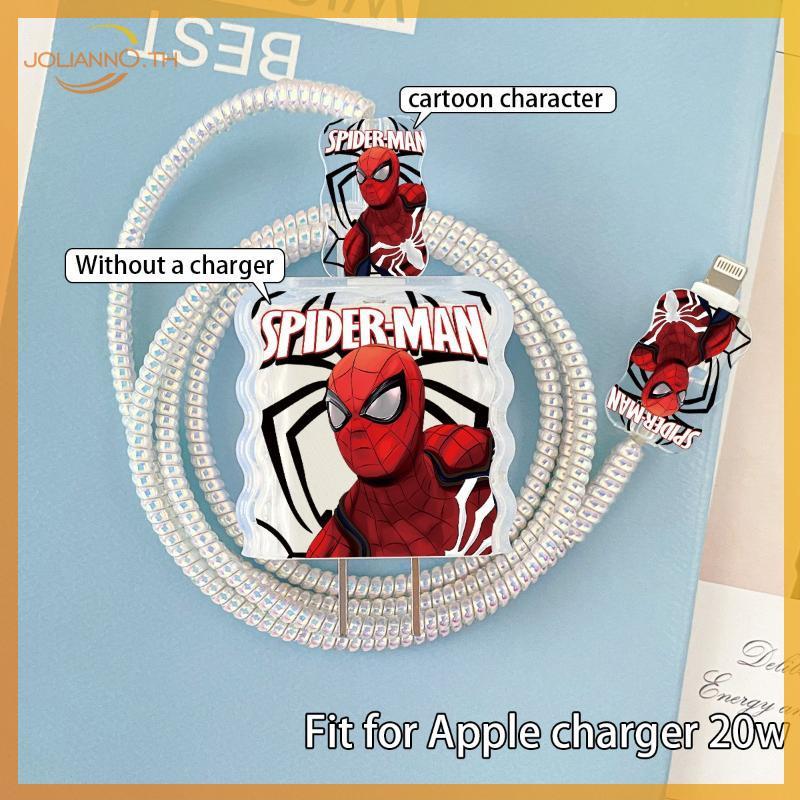 Joliann0 Spider Man Charger Protector สาย Organiser สําหรับ 16 15 14 18W 20W ฝาครอบป้องกันการชาร์จสา