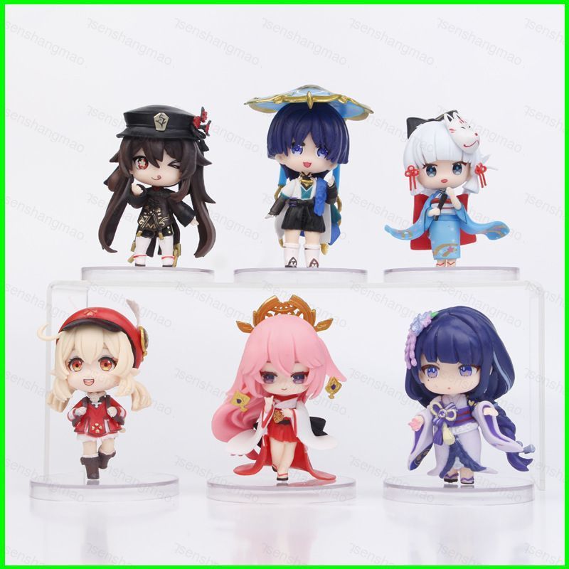 PS1 6pcs Genshin Impact Action Figure Kaedehara Kazuha Kawamoto Makiko ตุ๊กตาของเล่นสําหรับ KidHome 