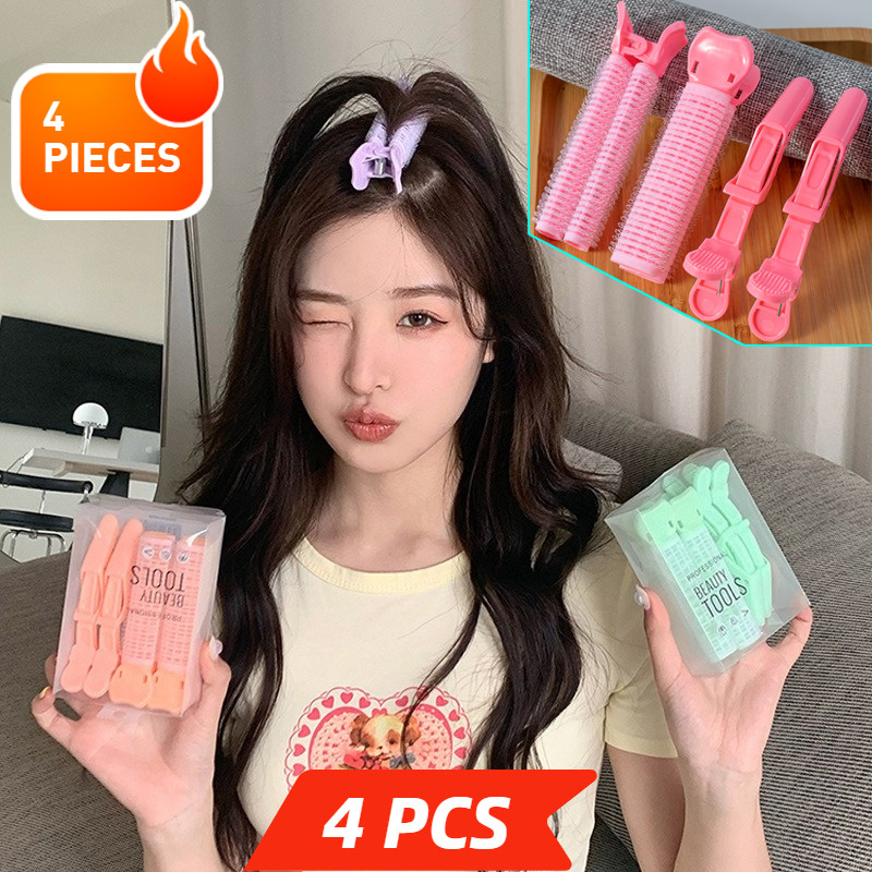 4PCS ไม่มีเสียหาย Velcro ลูกกลิ้งผม Self Grip ลูกกลิ้งผม Air Bangs Curler จัดแต่งทรงผมคลิปสําหรับสาว